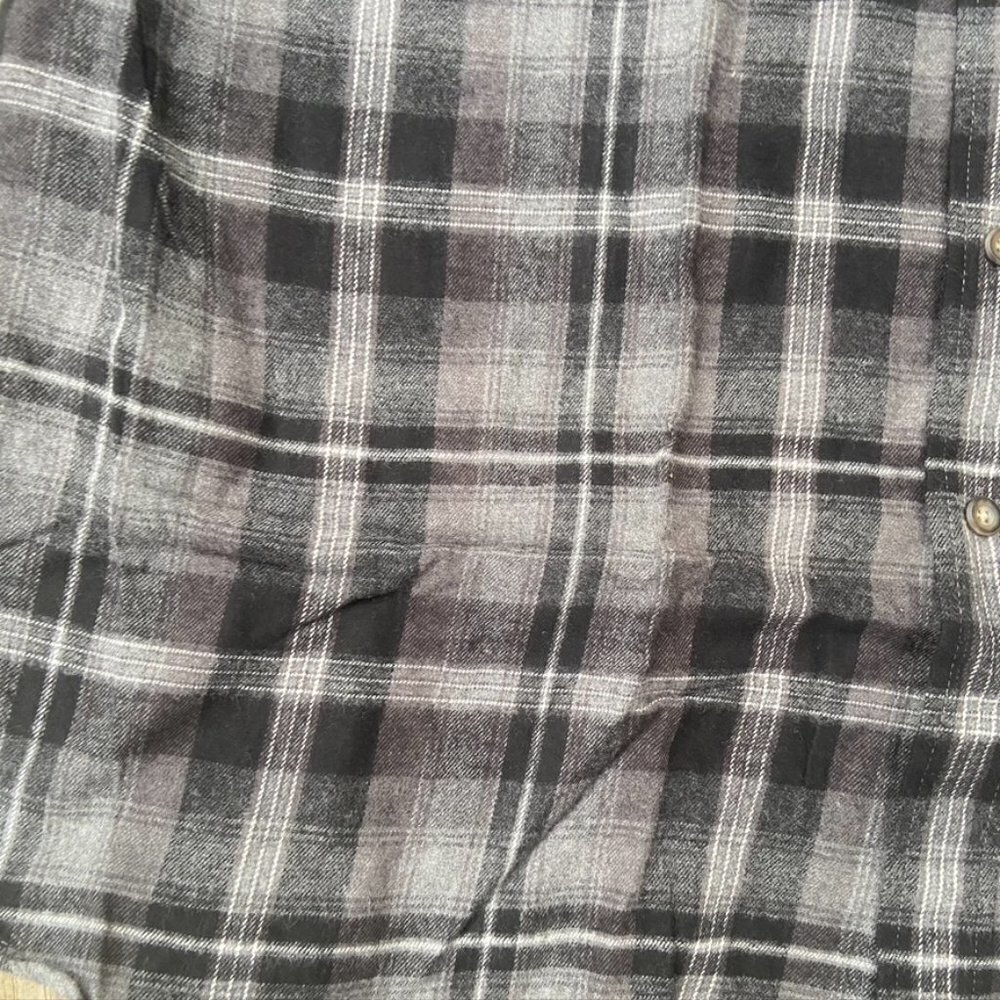 ** VINTAGE PTOWNCRAFT BUTTON DOWN PLAID FLANNEL NWT Black White Gray XL - Picture 2 of 10